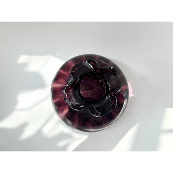 SOLD / Amethyst Beacon Ruffled Edge 1930's Made Bulbous Vintage MCM Vase - Picture 7 of 9